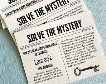 Escape Room party invitation, adult party, kids party, escape games, old newspaper, mystery, digital file only