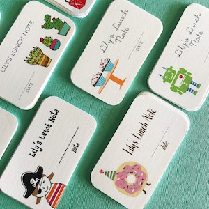Biglietti di auguri personalizzati per il pranzo, biglietti per il pranzo dei bambini, biglietti per il pranzo al sacco per bambini, ritorno a scuola, biglietti motivazionali, set assortito, regalo, amore