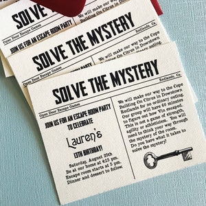 Escape Room party invitation, adult party, kids party, escape games, old newspaper, mystery, digital file only