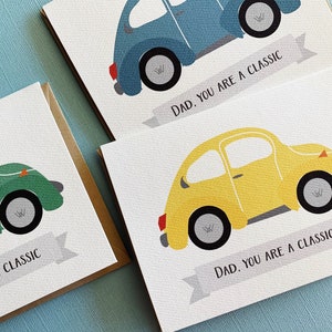 Papa, vous êtes un classique - carte d'anniversaire ou de fête des pères, vacances, volkswagen, coccinelle VW, voiture ancienne, carte de voeux