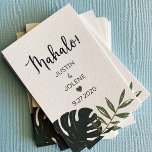 Mahalo! Palm Tropical tags, wedding, party favors, thank you notes, custom tags, succulent, cactus, wedding reception, bridal shower