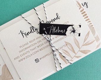 Set of 20 Palm Tropical Wedding invitation |modern, destination, beach, island, Hawaii, Maui, Oahu, Kauai, Jamaica, Puerto Rico, set