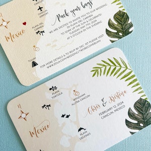 NEW Tropical Palm Mexico Wedding Map, save the date, invitation, Tulum, Cancun, Playa del Carmen, Conzumel, Yucatan, destination wedding image 7