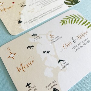NEW Tropical Palm Mexico Wedding Map, save the date, invitation, Tulum, Cancun, Playa del Carmen, Conzumel, Yucatan, destination wedding image 6