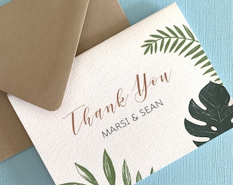 Palm Tropical Hawaiian personalized Thank You cards set, wedding stationery, notecards, destination wedding, gift, present