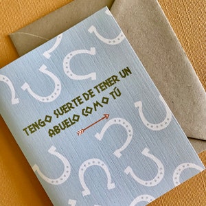 Tengo Suerte - cartão espanhol do dia dos pais para o vovô, tarjeta en español, dia del papa, abuelo, avô, aniversário espanhol