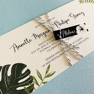 Set of 90 Palm Tropical Wedding invitation, modern, destination, beach, island, Hawaii, Maui, Oahu, Kauai, Jamaica, Puerto Rico, set image 8