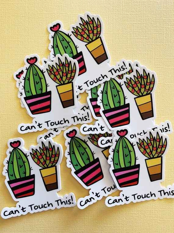 CANT TOUCH THIS Funny Cactus Pot Gardening Succulents Vinyl Decal Sticker B
