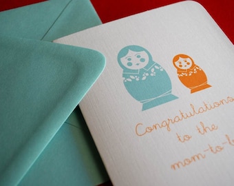 Mom to Be- nesting doll single greeting card