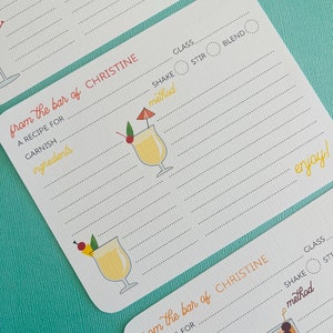 Cocktail recipe cards Personalized recipe cards, set of 20, housewarming gift, teacher gift, bridal shower, mixology, drinks image 6