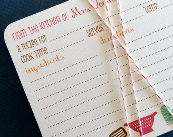 As seen on SOUTHERN LIVING Magazine Gift Guide, Personalized recipe cards, set of 20, housewarming gift, teacher gift, bridal shower