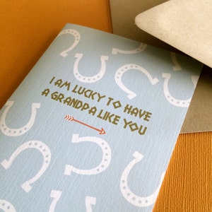 Tengo suerte de tener un abuelo como tú: tarjeta de cumpleaños o del día del padre, abuelo, vacaciones, amor por los caballos, tarjeta de felicitación