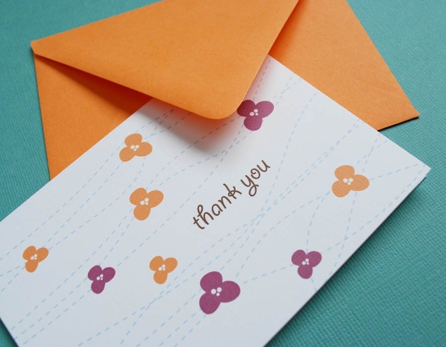 String Notebook Thank Thank You- Flowers on a String, Set of Notecards, Grateful ...