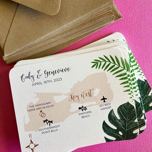 Tropical Key West, Florida Save the Date, matrimonio di destinazione, invito, annuncio, fidanzamento, Hemingway Home and Museum, mappa del matrimonio