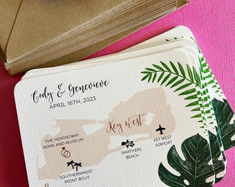 Tropical Key West, Florida Save the Date, destination wedding, invitation, announcement, engagement, Hemingway Home and Museum, wedding map