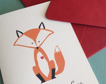 What a Fox- Love single greeting card, foxy, valentines, romantic