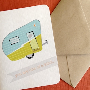 One of a Kind fathers day or dad birthday card, camping trailer, outdoors dad, unique image 1