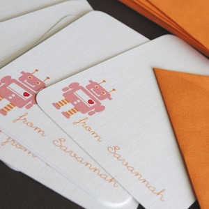 Robot: papelería personalizada, juego de 12, papelería personalizada, regalo de inauguración de la casa, regalo de media, guía de regalos, papelería para niños