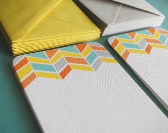 LIMITED Chevron pattern flat notecards, set of 8