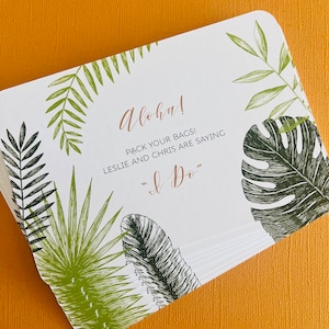 NIEUW Hawaiiaanse trouwkaart tropische palm, dubbelzijdig
