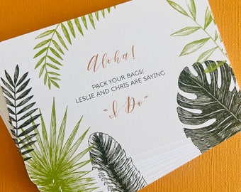 NEW Tropical Palm Hawaiian Wedding Map, double sided