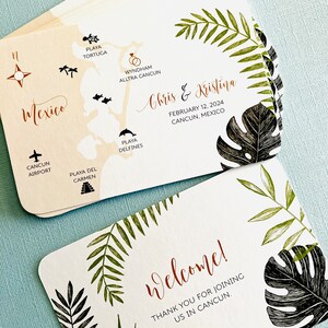 NEW Tropical Palm Mexico Wedding Map, save the date, invitation, Tulum, Cancun, Playa del Carmen, Conzumel, Yucatan, destination wedding image 9
