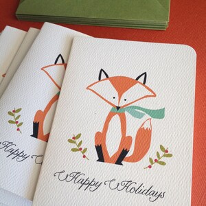 Holiday Fox - lot de 6 cartes de voeux de Noël, forêt, carte-cadeau, carte de correspondance, Noël, saison d'hiver