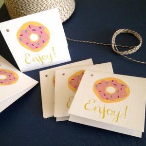 Enjoy! Donut gift tags, set of 10, fun wrapping gift tags, food tags, party, hostess gift