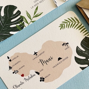 Set of 90 Palm Tropical Wedding invitation, modern, destination, beach, island, Hawaii, Maui, Oahu, Kauai, Jamaica, Puerto Rico, set image 5