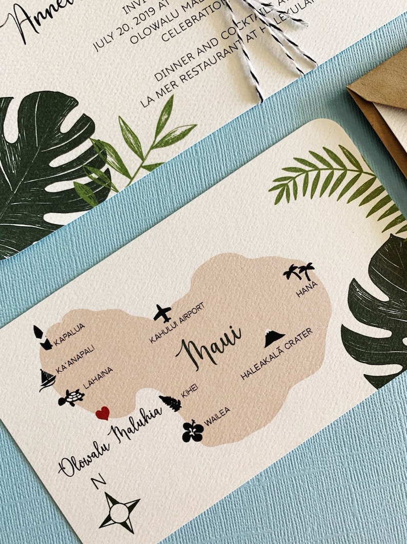 Set of 90 Palm Tropical Wedding invitation, modern, destination, beach, island, Hawaii, Maui, Oahu, Kauai, Jamaica, Puerto Rico, set image 5