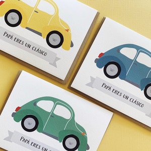 Papa eres un Clasico - Cartão de aniversário ou dia dos pais em espanhol, feriado, volkswagen, fusca, carro antigo, cartão de felicitações