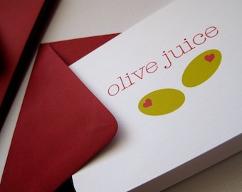 As Seen On TASTE OF HOME Magazine Olive juice- Valentine cards, set of 6, hearts, love, galentines, friendship, boyfriend, spouse