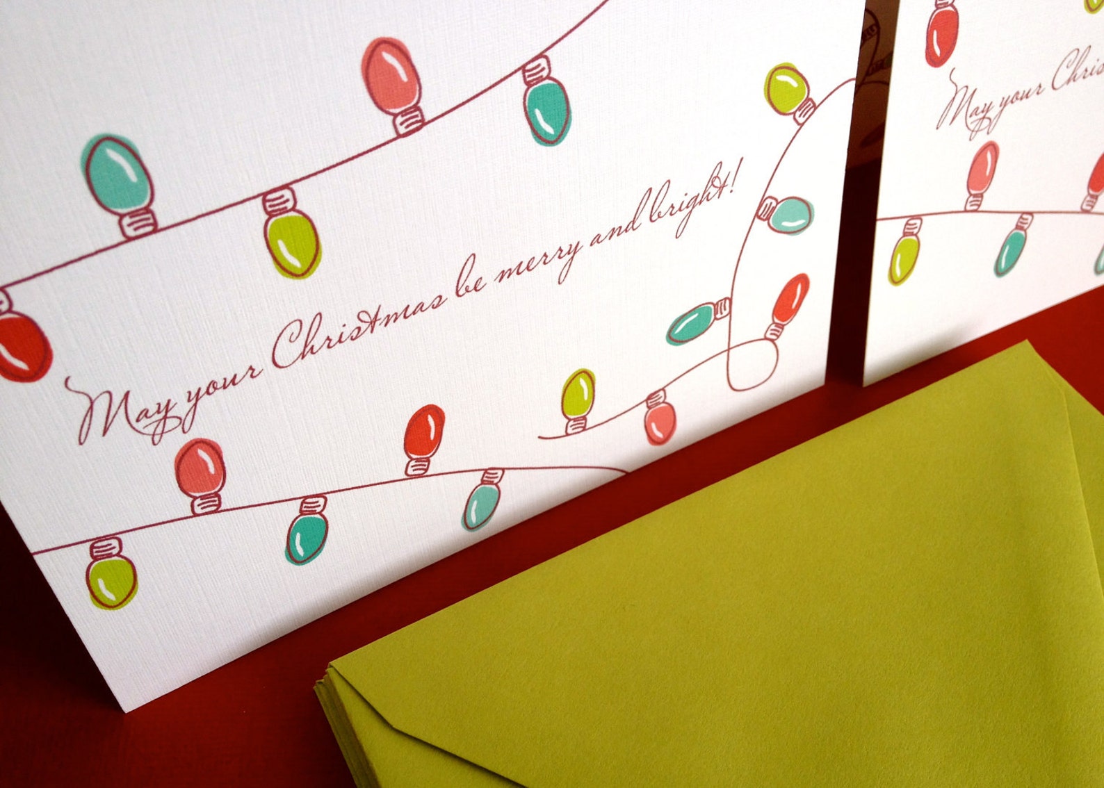 Christmas Lights greeting cards notecard card retro Etsy