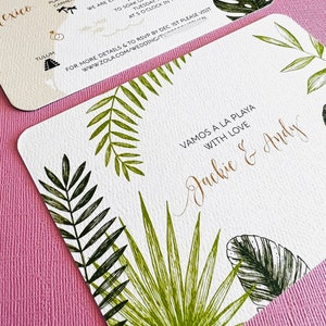 NEW Tropical Palm Mexico Wedding Map, save the date, invitation, Tulum, Cancun, Playa del Carmen, Conzumel, Yucatan, destination wedding image 3
