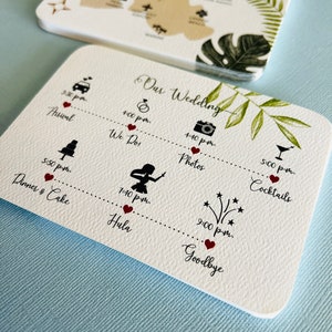 NEW Tropical Palm Hawaiian Wedding Map and Wedding Timeline card, Welcome Basket, Destination Wedding, Wedding Add-On image 3