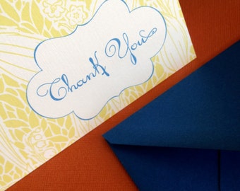 Thank you- in blue, set of 6