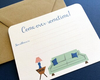 Come Over Sometime- Moving announcements set of 8, blank cards, printed cards, change of address, new home, housewarming gift