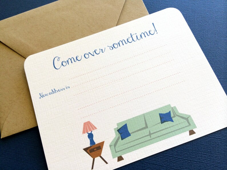 Come Over Sometime Moving announcements set of 8, blank cards, printed cards, change of address, new home, housewarming gift image 1