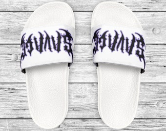 Savage Men's PU Slide Sandals: Comfortable Footwear for Summer and Home, in Black & White