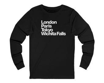 Maglietta a maniche lunghe Londra Parigi Tokyo Wichita Falls