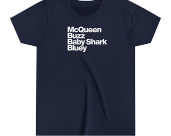 McQueen Buzz Baby Shark Bluey Youth Short Sleeve Tee