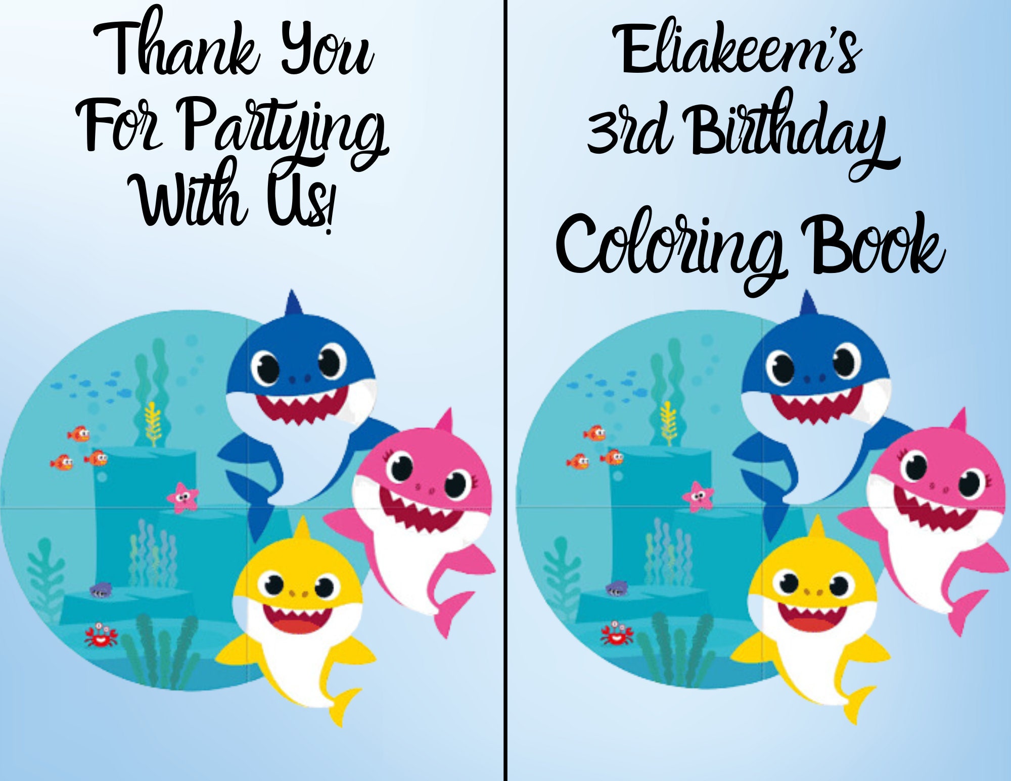 Baby Shark Coloring Book Customize French or English - Etsy