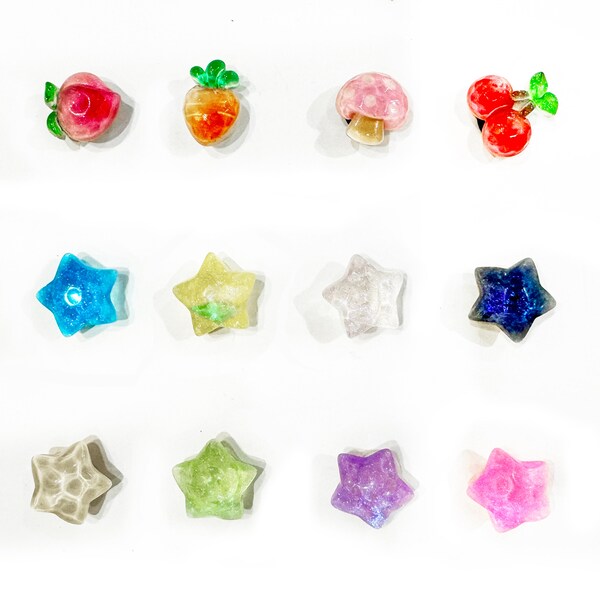 Croc Shoe Charms 3D Resin, HANDMADE Shoe Charm,  Ombre and Solid Clear, Colorful Acrylic Fruit Star Shoe Charm Handmade 3D