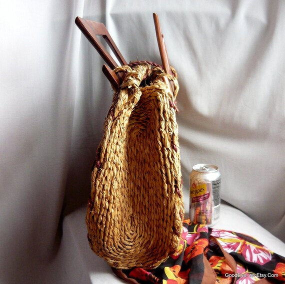 Giant Straw Handbag Vintage 1940s 50s / Large and… - image 6