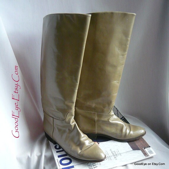tan flat knee high boots uk