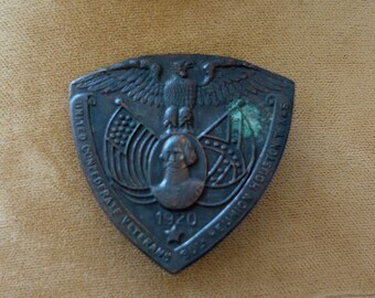 Vintage Military Jewelry Veteran Convention Badge 1920 UCV Union of Confederate Vets 30th Annual Reunion Texas Pin  no.2 Civil War