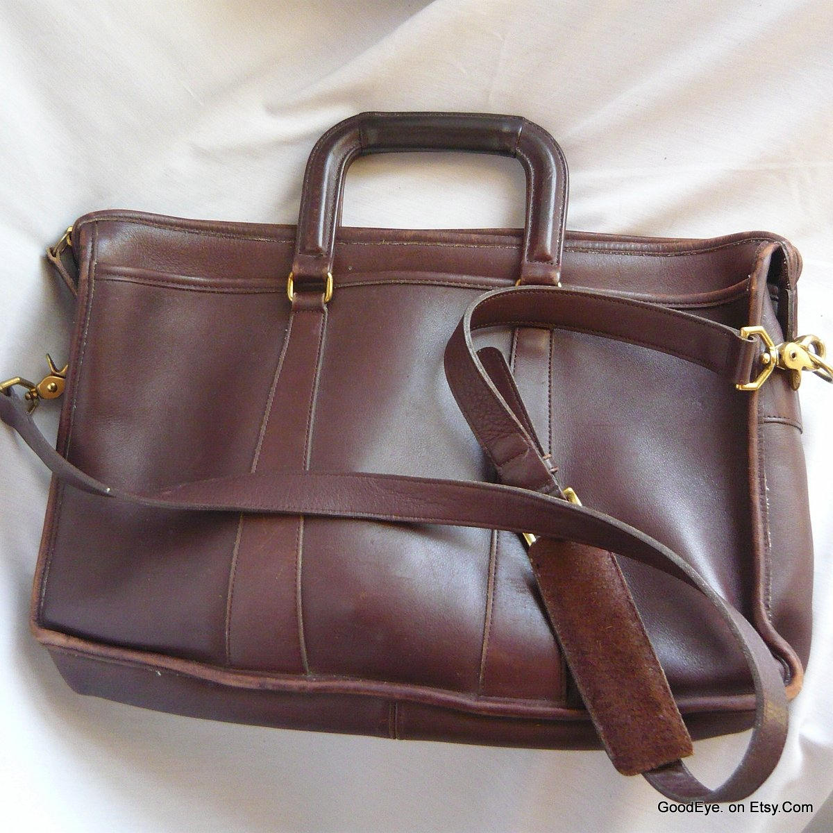 Vintage COACH Briefcase Shoulder Bag / Large Double Handle Etsy Polska