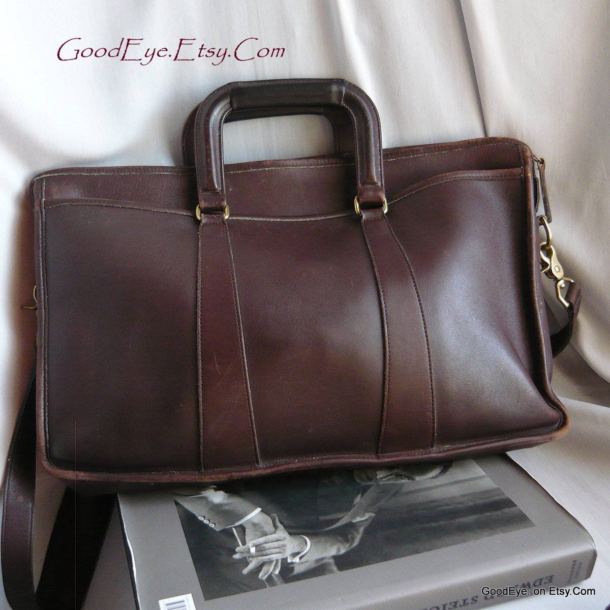 Vintage COACH Briefcase Shoulder Bag / Large Double Handle - Etsy