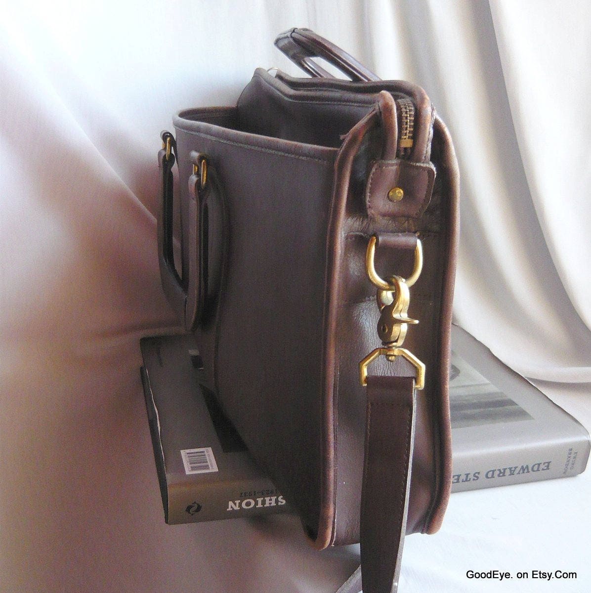 Vintage COACH Briefcase Shoulder Bag / Large Double Handle Etsy Polska