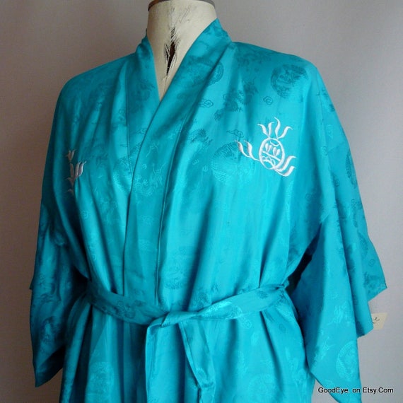 Vintage Kimono Robe Asian / FIRE BREATHING DRAGON… - image 5